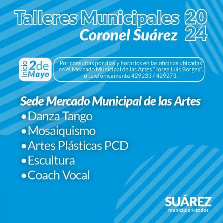Talleres Municipales 2024: inician el 2 de Mayo
