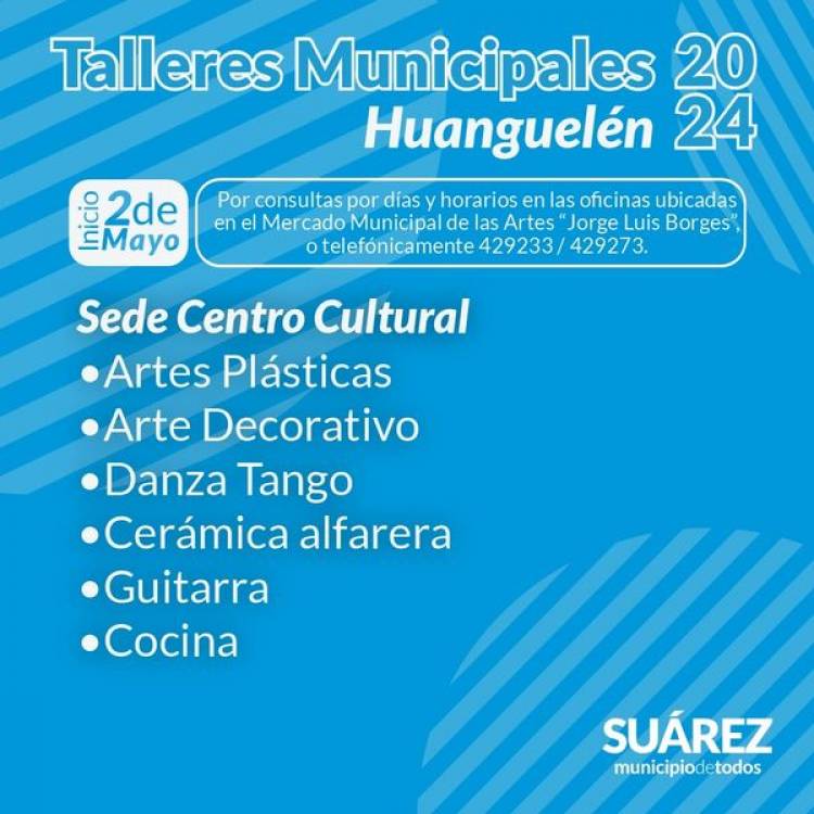 Talleres Municipales 2024: inician el 2 de Mayo