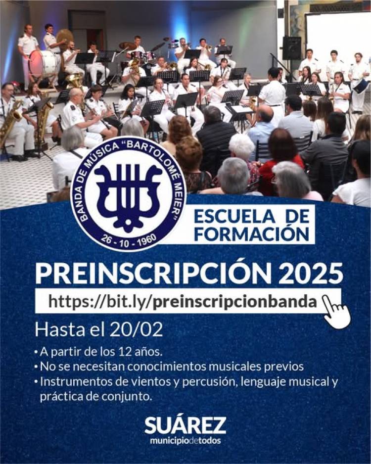BANDA MUNICIPAL "BARTOLOMÉ MEIER": comienza un nuevo ciclo y queremos recibirte con todo