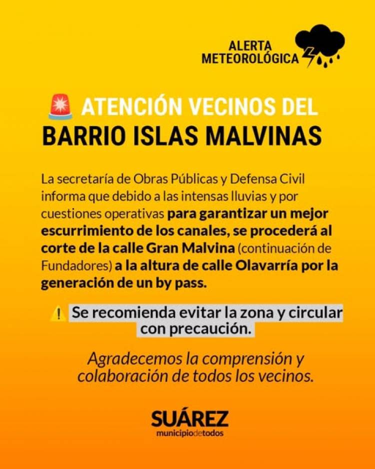 ATENCIÓN VECINOS DEL BARRIO ISLAS MALVINAS 