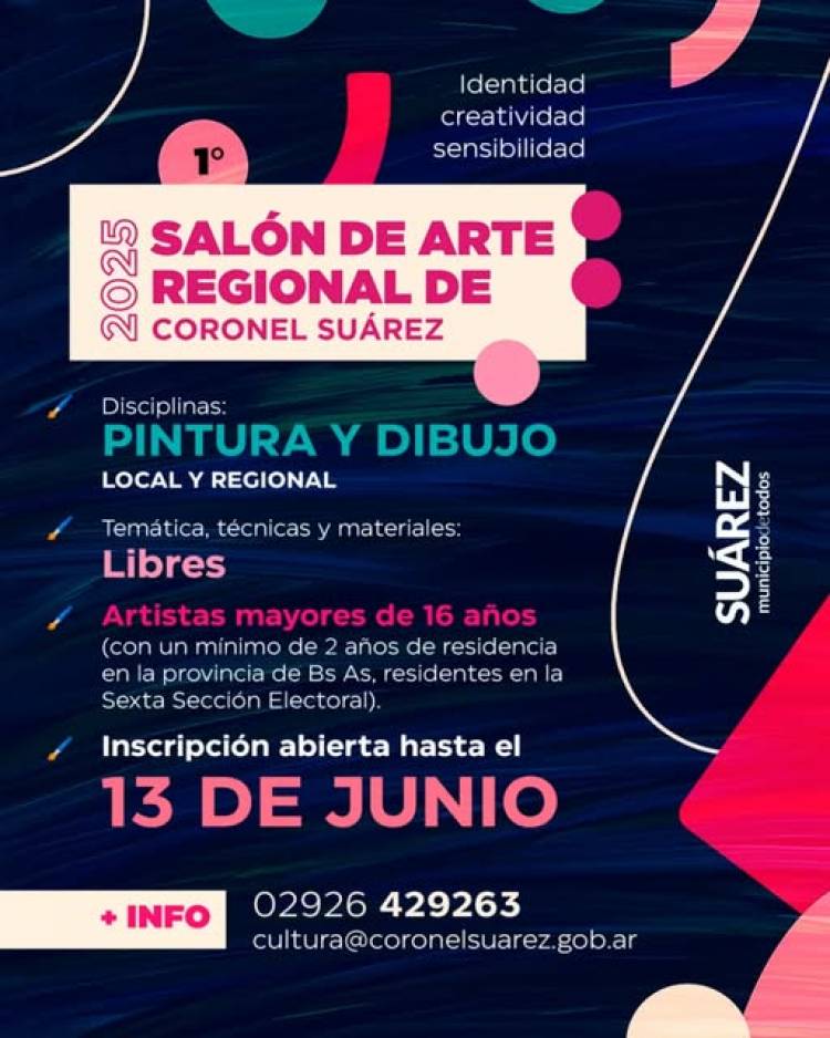 El arte tendrá su lugar en #Suárez con el 1° Salón de Pintura y Dibujo