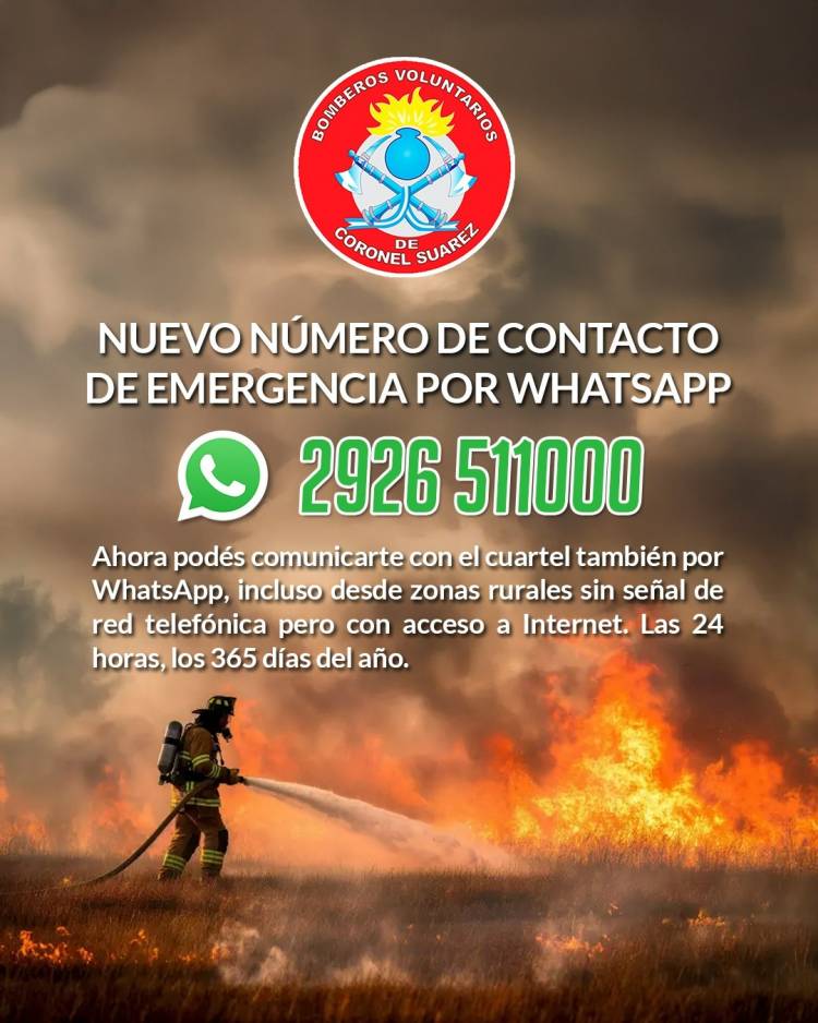 Bomberos Voluntarios de Coronel Suárez amplía sus canales de comunicación para emergencias