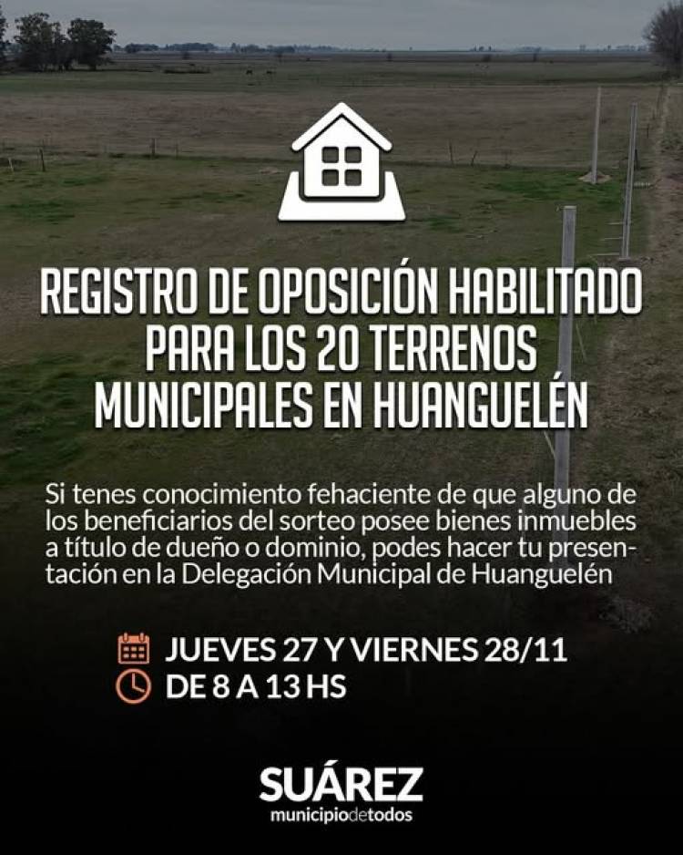  Información importante para los vecinos de Huanguelén