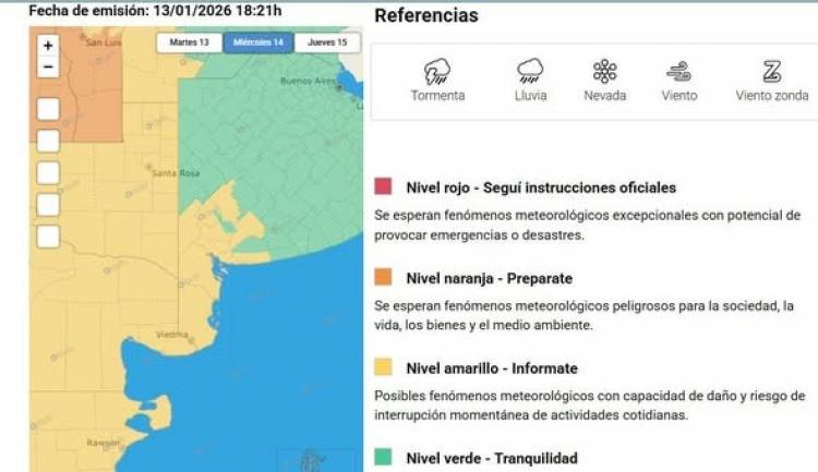 ALERTA AMARILLA POR TORMENTAS