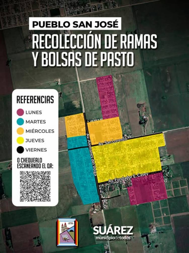 PUEBLO SAN JOSÉ: Recolección de ramas y bolsas con pasto