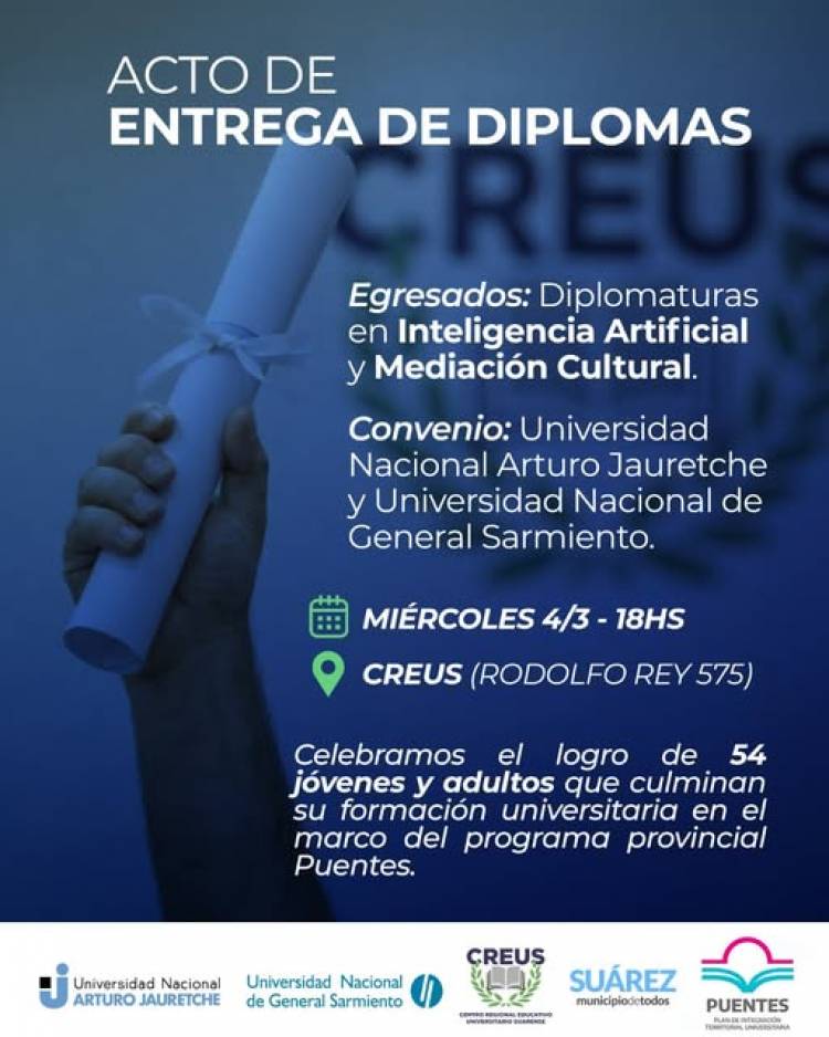 CREUS: 54 nuevos egresados en Diplomatura en IA y Mediación Cultural