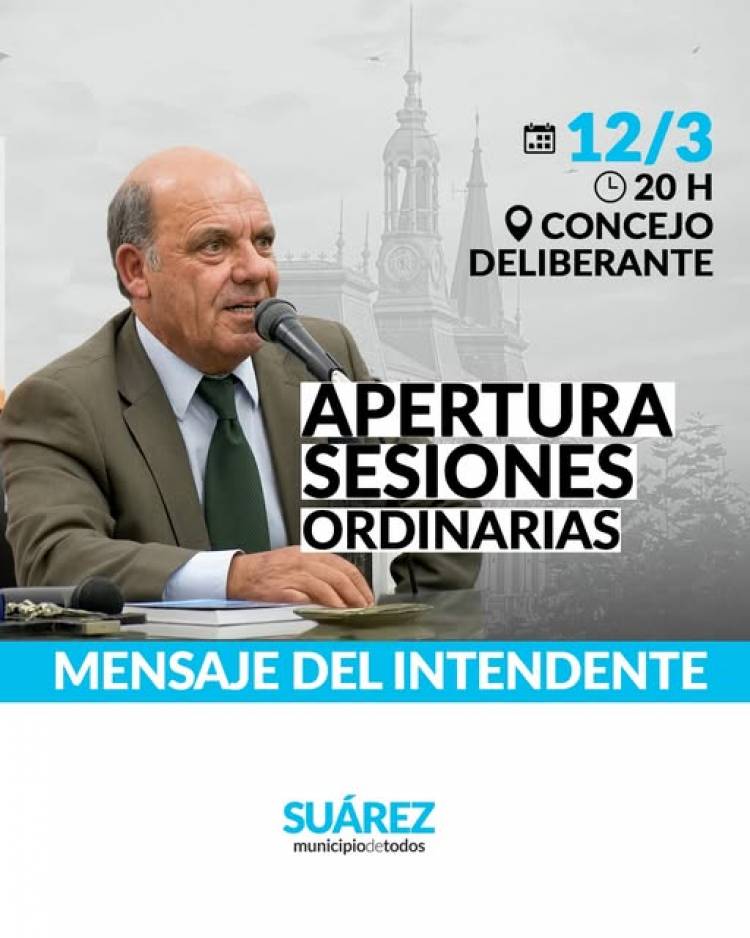 El Intendente Ricardo Moccero inaugurará el período de sesiones ordinarias del Concejo Deliberante