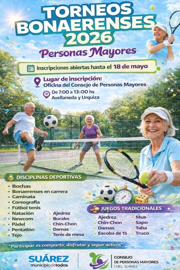 Personas Mayores: ¡Ya podés inscribirte a los Juegos Bonaerenses 2026! 