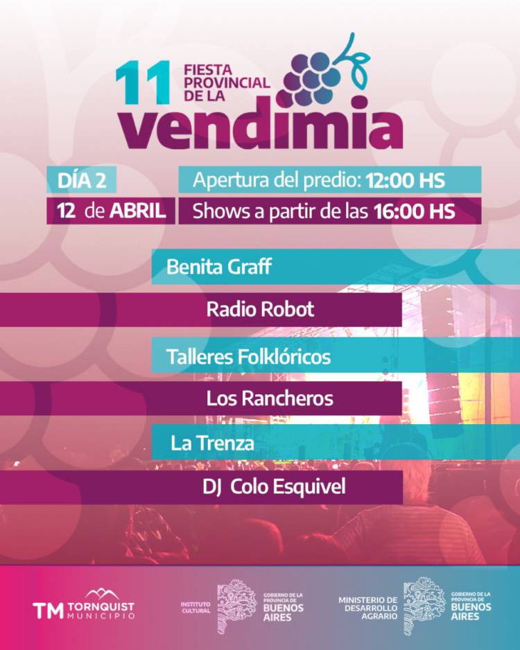 Todo listo para vivir una nueva Fiesta Provincial de la Vendimia en Saldungaray