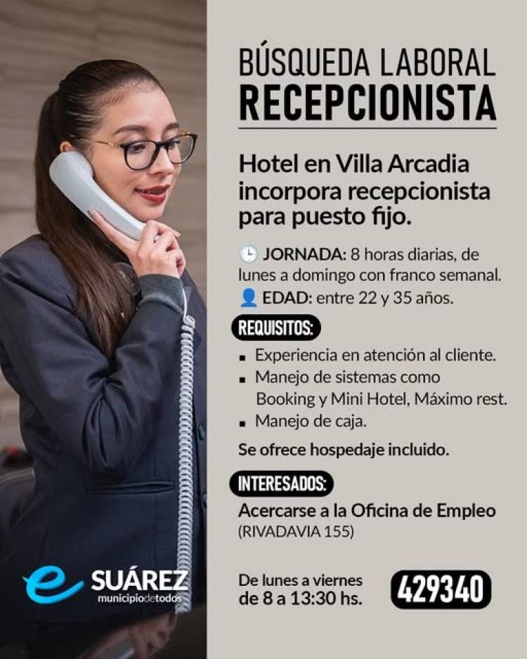 Búsqueda laboral – Recepcionista