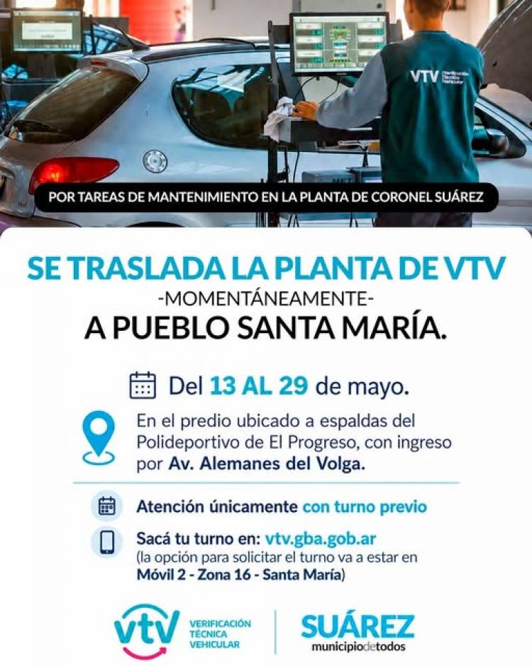 Se traslada la planta de VTV a Santa María