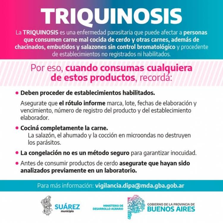 ¿Sabías que consumir carne mal cocida puede ponerte en riesgo de contraer triquinosis?