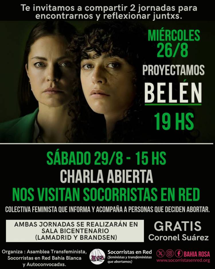 Este Miércoles 26 de Agosto, a las 19hs, se proyectará la película “Belén”