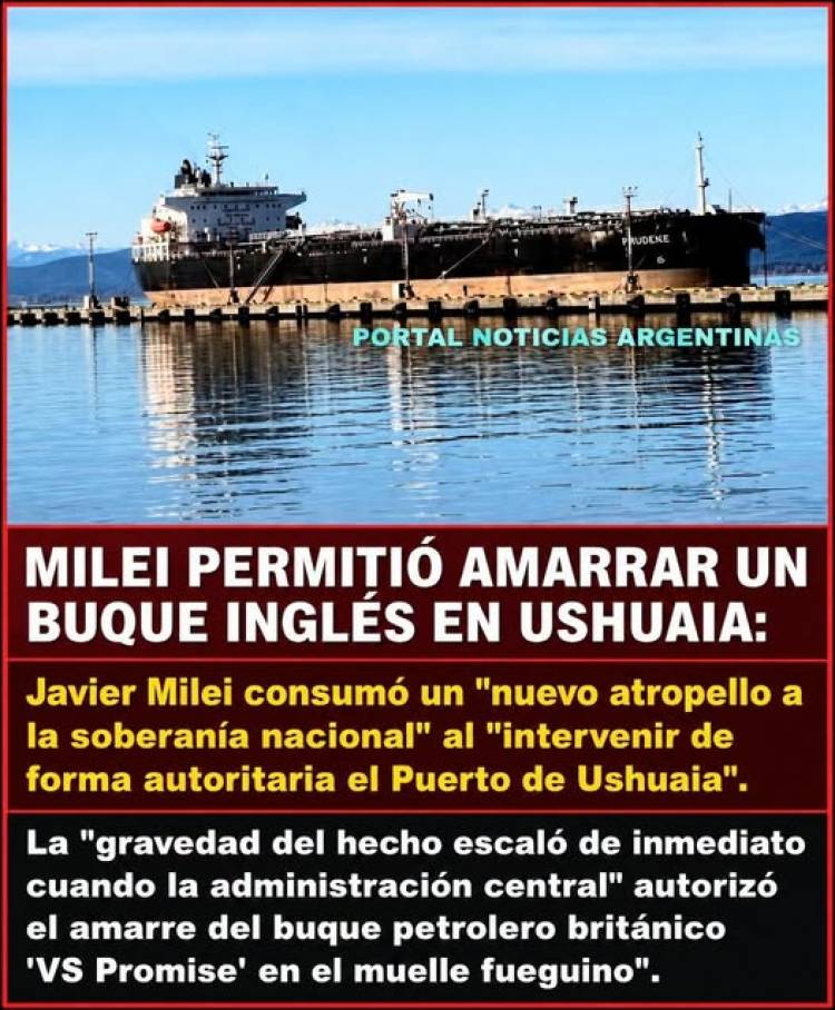 MILEI INTERVINO EL PUERTO DE USHUAIA Y LO ABRIÓ AL AMARRE DE UN BUQUE INGLÉS 