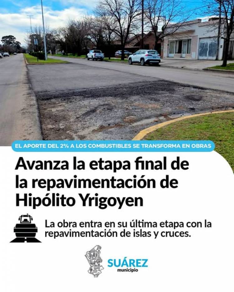 Avanza la etapa final de la repavimentación en Hipólito Yrigoyen