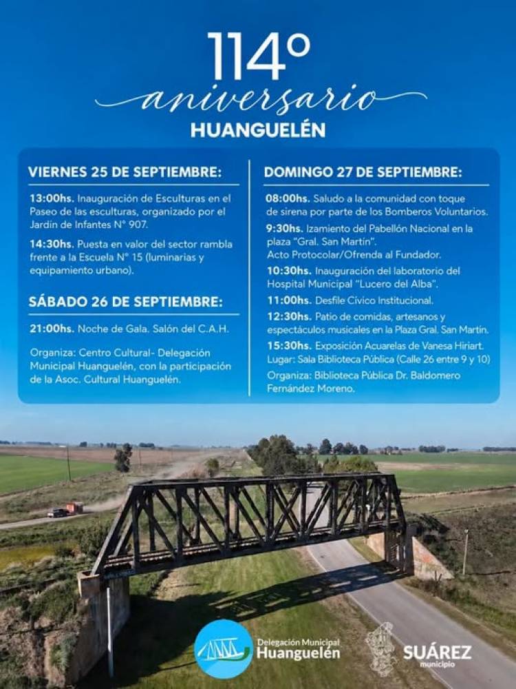 Huanguelén celebra su 114° aniversario