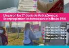 Llegaron las 2° dosis de AstraZeneca