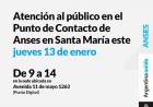 Atención al público en el Punto de Contacto de Anses en Santa María