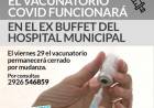 Desde el lunes 2 de mayo el Vacunatorio COVID funcionará en el ex Buffet del Hospital Municipal