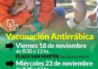 Campaña de vacunación antirrábica en Plaza San Martín y Plaza Dr. Eduardo Frandzman