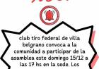 CONVOCATORIA A ASAMBLEA DEL CLUB TIRO FEDERAL DE VILLA BELGRANO