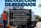 Servicio de recolección de residuos para el Lunes 17 de Agosto