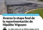 Avanza la etapa final de la repavimentación en Hipólito Yrigoyen
