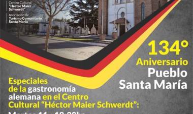 Santa María festeja su 134° aniversario con ciclos de gastronomía alemana