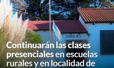Continuarán las clases presenciales en escuelas rurales y en localidad de baja circulación
