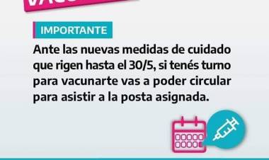 si tenés turno para vacunarte vas a poder circular para asistir al vacunatorio.