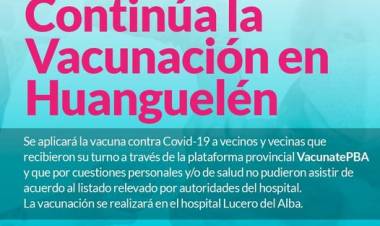 El viernes 25 de junio: Continúa la Vacunación en Huanguelén