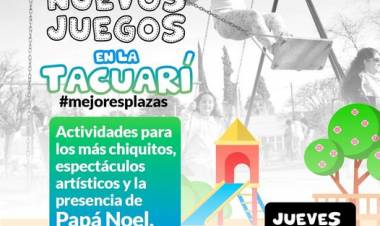 Papá Noel llega para inaugurar nuevos juegos en la Tacuarí