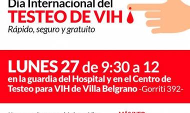 Pruebas gratuitas en el Día Internacional del Testeo de VIH