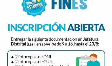 Se encuentra abierta la inscripción al Plan Fines