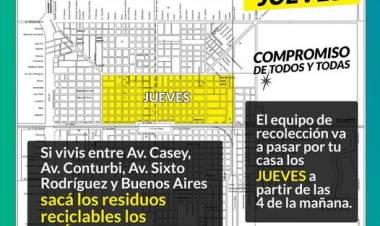 ¿Qué día se realiza la recolección diferenciada de residuos reciclables por la ZONA CÉNTRICA?