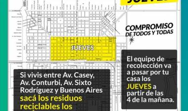 Atención vecinos de la zona céntrica: Recolección Diferenciada