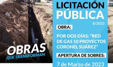 Licitacion: red de gas 10 Proyectos Coronel Suàrez
