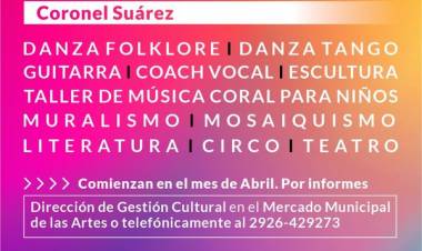 Se abre la inscripción para los talleres en Suárez, Santa Trinidad, San José y Santa María