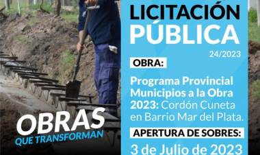 Licitacion Publica: "Cordón Cuneta en Barrio Mar del Plata"