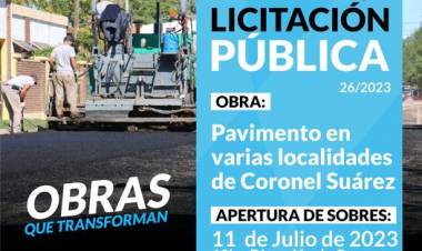 Licitacion Publica: “Pavimento en varias localidades de Coronel Suárez”