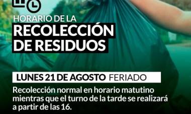 Feriado Nacional: horarios de recolección de residuos hoy