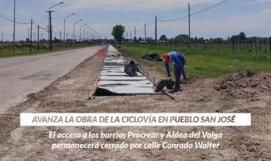 Avanza la obra de la ciclovía en pueblo San José 