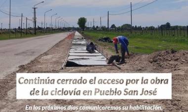 Continúa cerrado el acceso por la obra de la ciclovía en pueblo San José