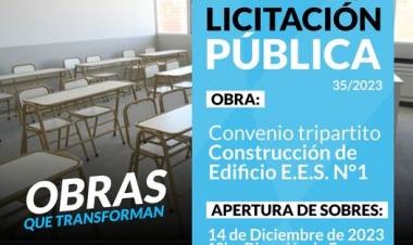 Avanaza la construcción del nuevo edificio para la Escuela de Educación Secundaria N° 1