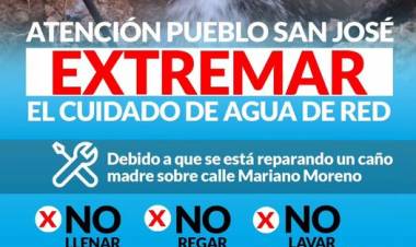 ATENCIÓN PUEBLO SAN JOSE: CORTE DE AGUA