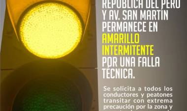 Aviso a la comunidad: semáforo fuera de servicio