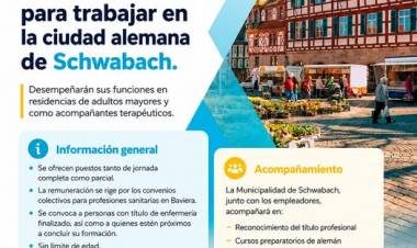 Se buscan profesionales de enfermería de Coronel Suárez para trabajar en Schwabach