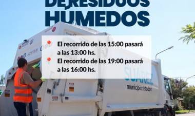 Servicio de Recolección de Residuos Húmedos el Viernes 03 de Julio