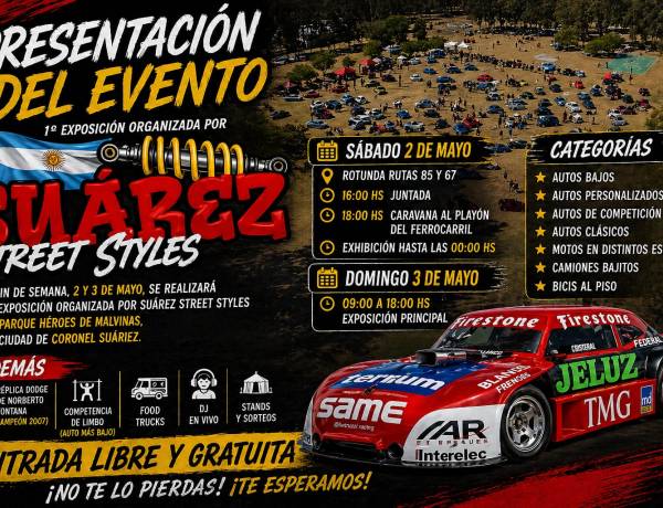 Este finde, la 1ª exposición organizada por "Suárez Street Styles" en el Parque Héroes de Malvinas