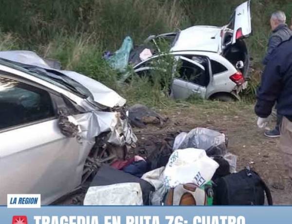 TRAGEDIA EN RUTA 76: cuatro fallecidos en un choque en El Abra (Sierra de la Ventana)
